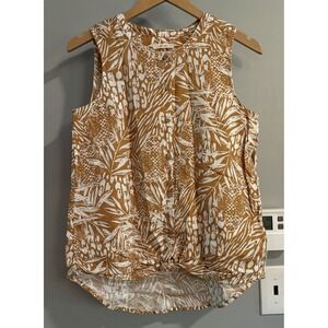 Christian‎ Siriano Top Linen Sleeveless Button up Lightweight Blouse Small